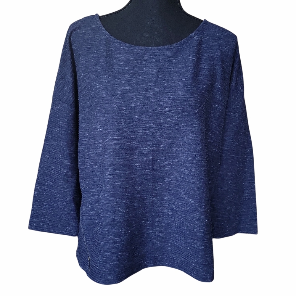Old Navy Dark Navy Blue Zipper Accent Shirt Women's Size L